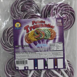 PALETA TRENZADA MORADA 10PCS