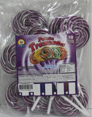 PALETA TRENZADA MORADA 10PCS