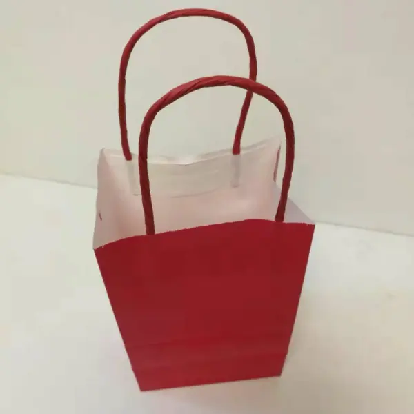 PAPER BAG W/HANDLE 12CT 8x10 RED