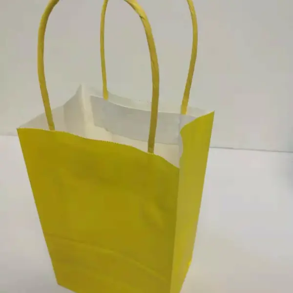 PAPER BAG W/HANDLE 12CT 5x8 YELLOW
