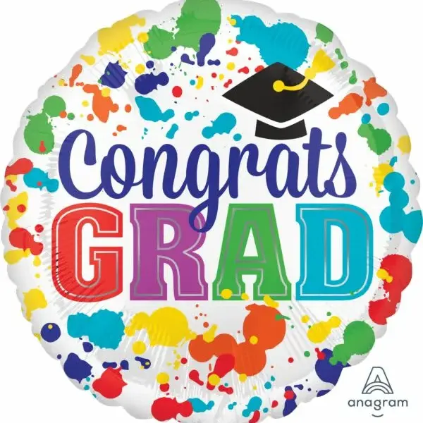 17" CONGRATS GRAD PAINT SPLOTCH FOIL BALLOON