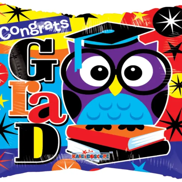 18" CONGRATS GRAD OWL FOIL BALLOON