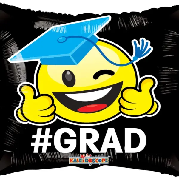 18' #GRAD SMILEY FACE FOIL BALLOON